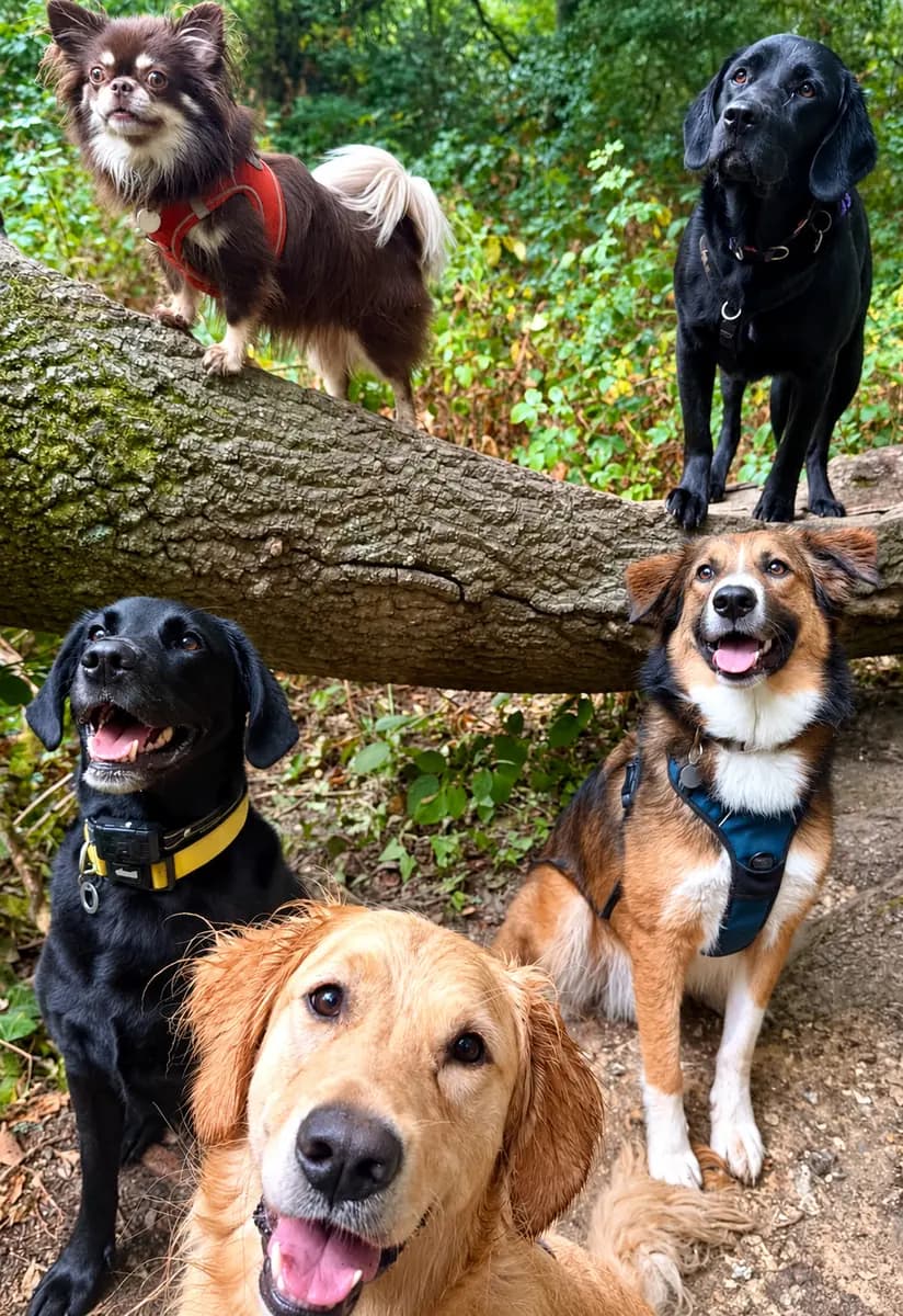 Dogs enjoying a social group walk