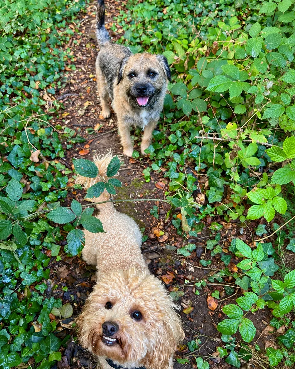 Dog walking outdoors